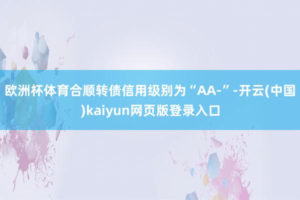 欧洲杯体育合顺转债信用级别为“AA-”-开云(中国)kaiyun网页版登录入口