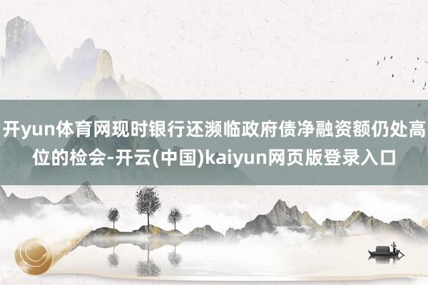 开yun体育网现时银行还濒临政府债净融资额仍处高位的检会-开云(中国)kaiyun网页版登录入口