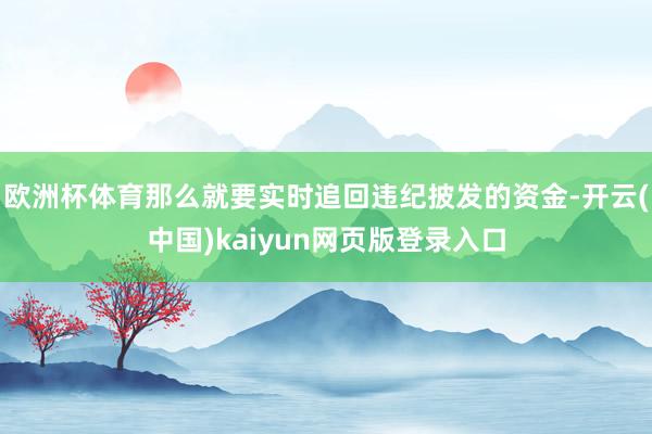 欧洲杯体育那么就要实时追回违纪披发的资金-开云(中国)kaiyun网页版登录入口