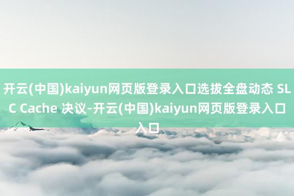 开云(中国)kaiyun网页版登录入口选拔全盘动态 SLC Cache 决议-开云(中国)kaiyun网页版登录入口