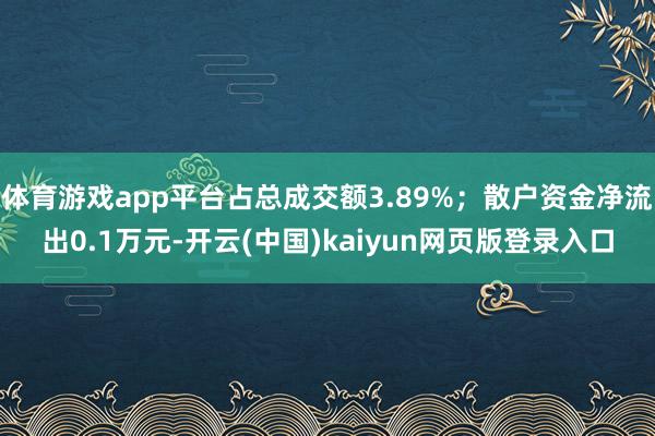 体育游戏app平台占总成交额3.89%；散户资金净流出0.1万元-开云(中国)kaiyun网页版登录入口